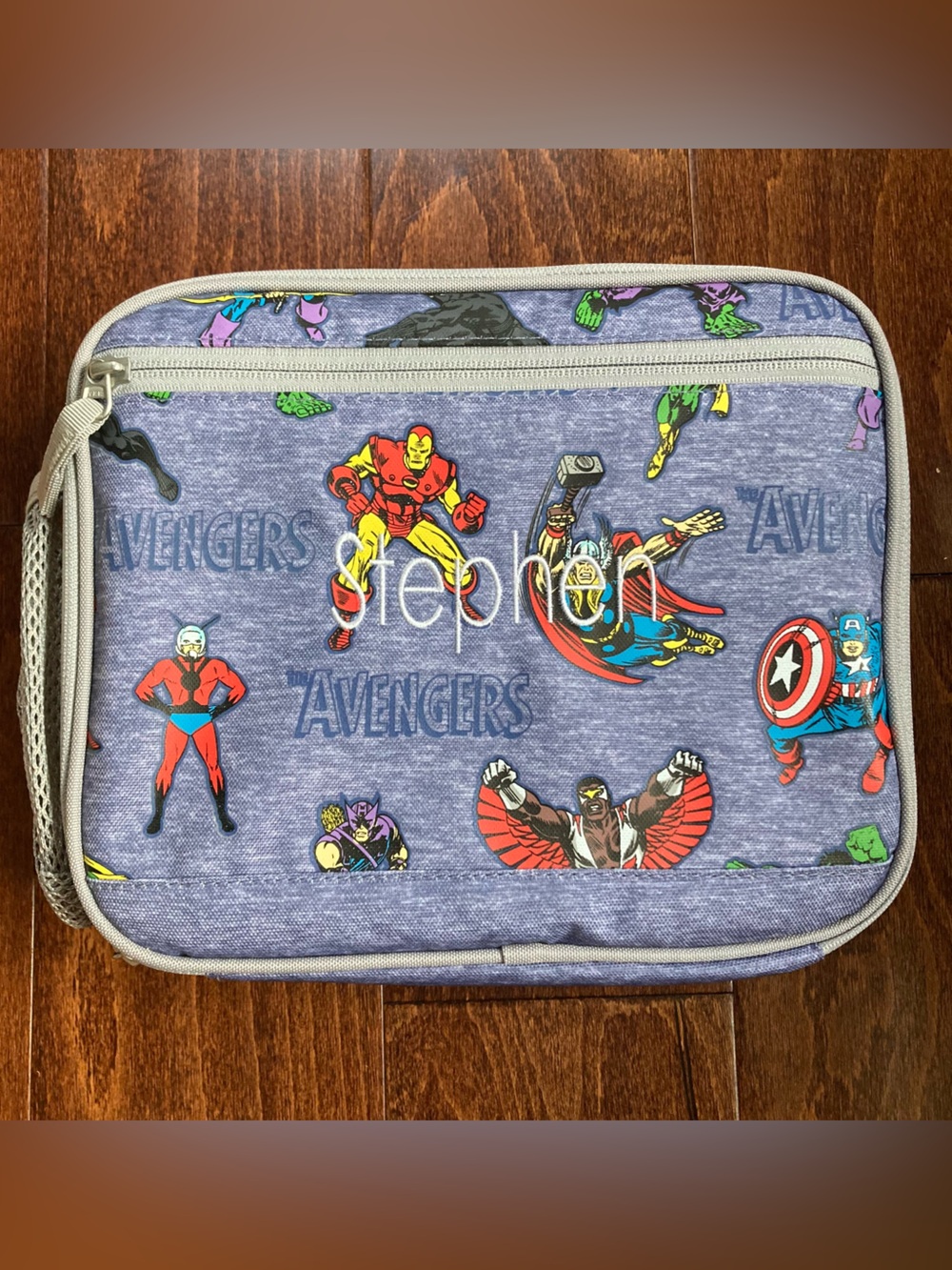 NEW Pottery Barn Marvel Avengers Kids Glow In The Dark Lunch Box STEPHEN name
